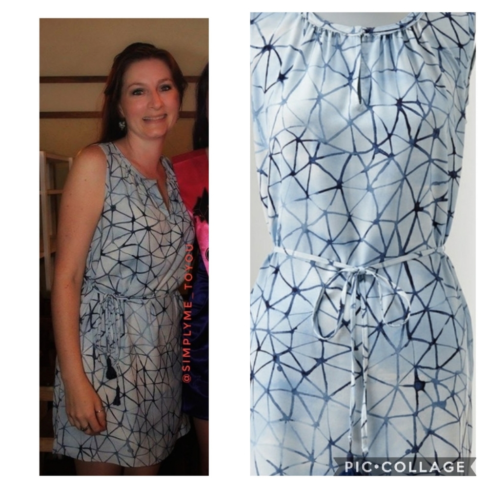 SIMPLY VERA Pale Blue Tassel Shift Dress Size XS
